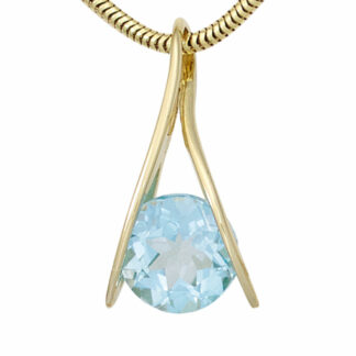Anhänger 375 Gelbgold mit Blautopas