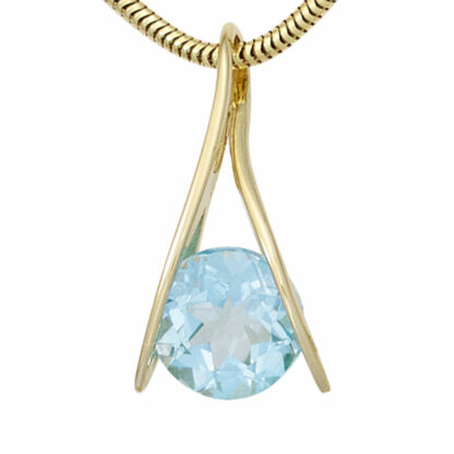 Anhänger 375 Gelbgold mit Blautopas