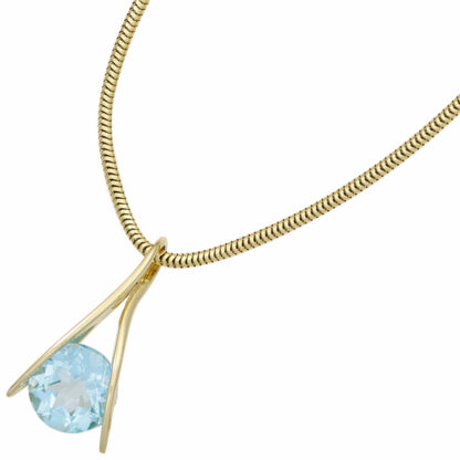 Anhänger 375 Gelbgold mit Blautopas – Bild 2