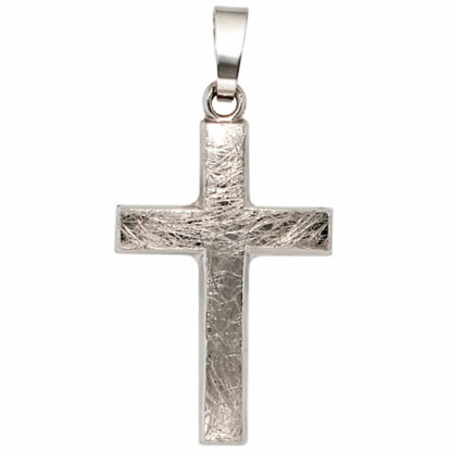 Anhänger "Kreuz" 375 Weißgold eismatt