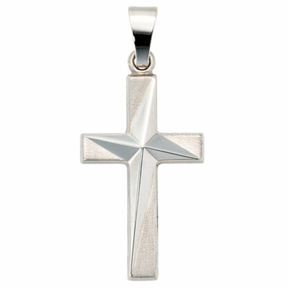Anhänger "Kreuz" 375 Weißgold  Windrose-Relief