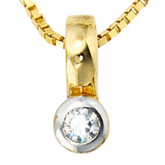 Anhänger rund 333 Gelbgold Bicolor mit Zirkonia weiß