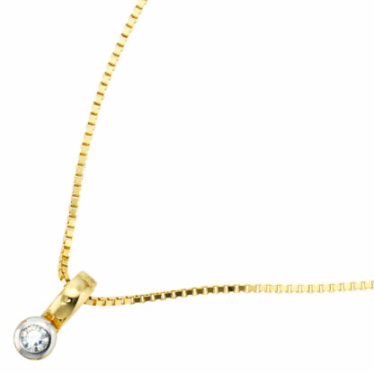Anhänger rund 333 Gelbgold Bicolor mit Zirkonia weiß – Bild 2