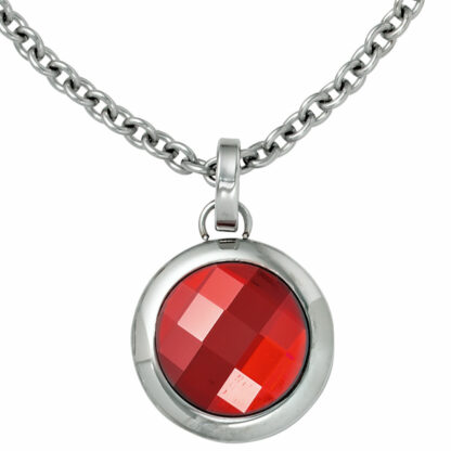 Collier mit Anhänger Edelstahl rund SWAROVSKI ELEMENT rot – Bild 3