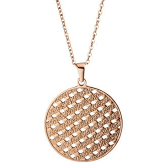 Collier mit Anhänger rund "Web-Design" Edelstahl/PVD rotgoldfarben