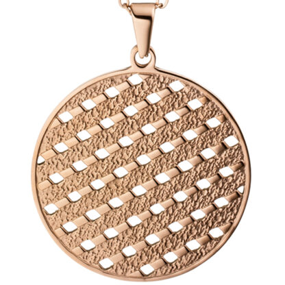 Collier mit Anhänger rund "Web-Design" Edelstahl/PVD rotgoldfarben – Bild 3