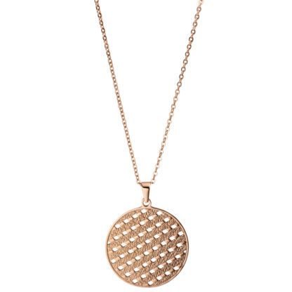 Collier mit Anhänger rund "Web-Design" Edelstahl/PVD rotgoldfarben – Bild 2