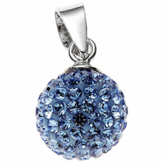 Kugel-Anhänger 925 Silber mit Kristallen hellblau