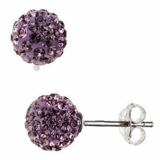 Kugel-Ohrstecker 925 Silber mit Kristallen flieder