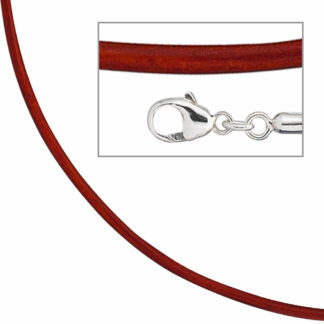 Leder-Collier rot 925 Silber 42 cm
