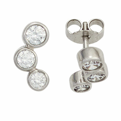 Ohrstecker 375 Weißgold mit 6 Zirkonia weiß