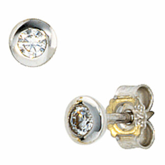 Ohrstecker 375 Weißgold mit Zirkonia weiß rund