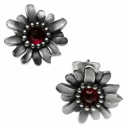 Ohrstecker "Blume" 925 Silber mit Granat