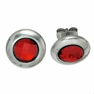 Ohrstecker rund Edelstahl mit SWAROVSKI ELEMENT rot