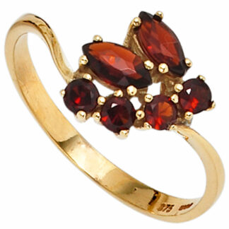 Ring 375 Gelbgold mit Granat rot