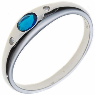 Ring 925 Silber mit Zirkonia blau und Zirkonia weiß