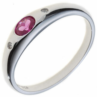 Ring 925 Silber mit Zirkonia rot und Zirkonia weiß