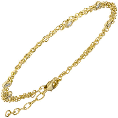 Armband 2-reihig 925 Silber/vergoldet mit 5 Zirkonia weiß