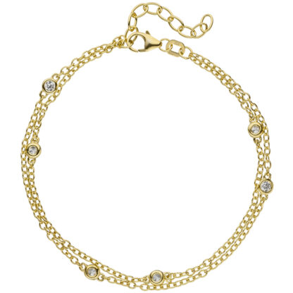 Armband 2-reihig 925 Silber/vergoldet mit 5 Zirkonia weiß – Bild 4