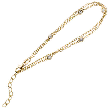 Armband 2-reihig 925 Silber/vergoldet mit 5 Zirkonia weiß – Bild 2