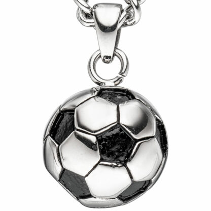Anhänger "Fußball" Edelstahl und Lackeinlage schwarz