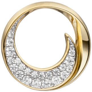 Anhänger "Wirbel" 333 Gelbgold mit 22 Zirkonia weiß