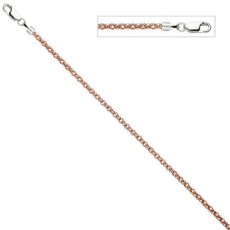 Armband 925 Silber/teilrotvergoldet mit Karabinerverschluss
