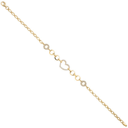 Armband "Herz" 925 Silber/vergoldet mit Zirkonia weiß