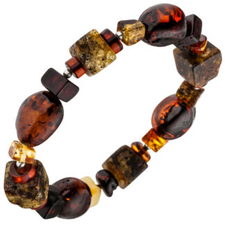 Bernstein-Armband Natur mit 925 Silber-Perlen