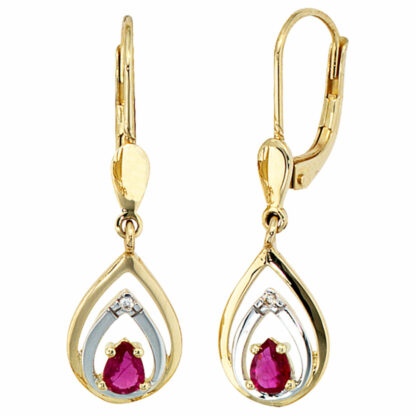 Boutons 585 Gelbgold mit Rubinen und Brillanten