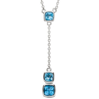 Collier 925 Silber mit 3 Blautopasen quadratisch