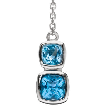 Collier 925 Silber mit 3 Blautopasen quadratisch – Bild 3