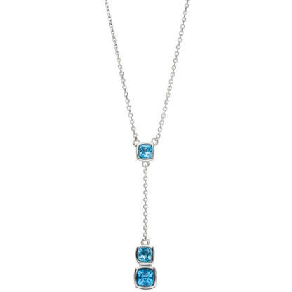 Collier 925 Silber mit 3 Blautopasen quadratisch – Bild 2