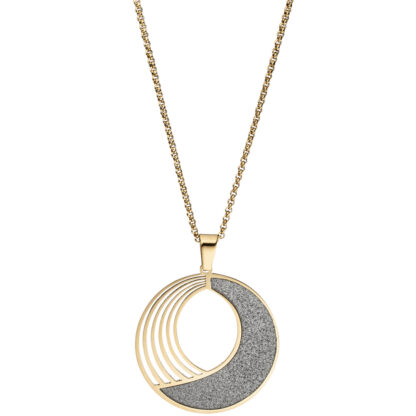 Collier mit Anhänger rund abstrakt Edelstahl/PVD goldfarben mit Glitzereffekt – Bild 2