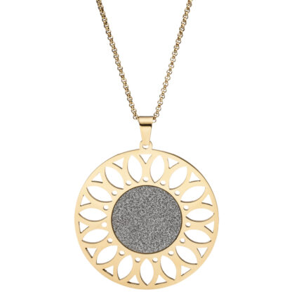 Collier "Blume"  Edelstahl/PVD goldfarben mit Glitzereffekt