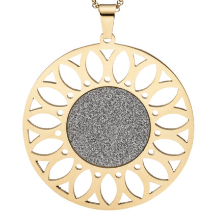 Collier "Blume"  Edelstahl/PVD goldfarben mit Glitzereffekt – Bild 3