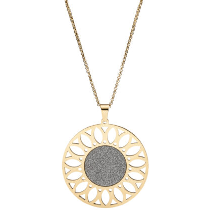 Collier "Blume"  Edelstahl/PVD goldfarben mit Glitzereffekt – Bild 2