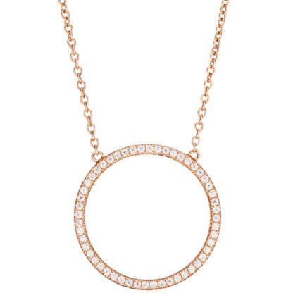Collier mit Rundanhänger 925 Silber/rotvergoldet und Zirkonia