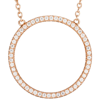 Collier mit Rundanhänger 925 Silber/rotvergoldet und Zirkonia – Bild 3