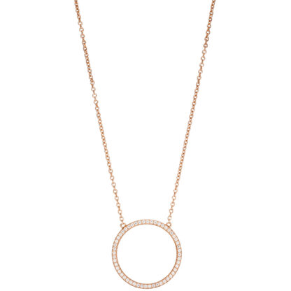 Collier mit Rundanhänger 925 Silber/rotvergoldet und Zirkonia – Bild 2