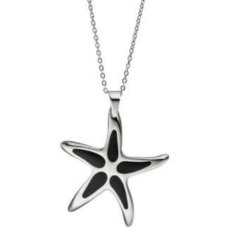 Collier "Seestern" Edelstahl mit Lackeinlage schwarz