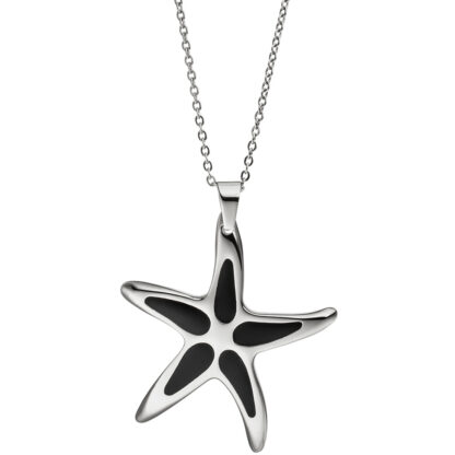 Collier "Seestern" Edelstahl mit Lackeinlage schwarz