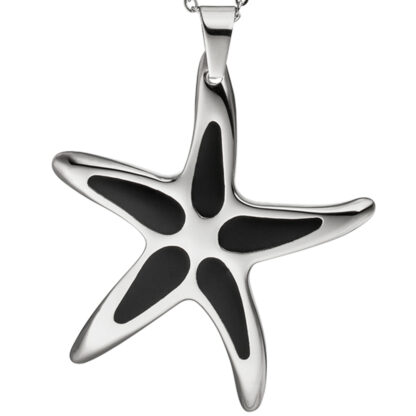 Collier "Seestern" Edelstahl mit Lackeinlage schwarz – Bild 3