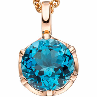 Anhänger rund 585 Rotgold mit Blautopas London Blue