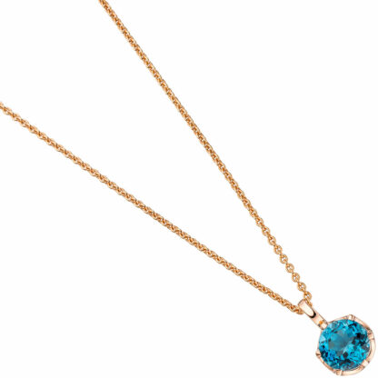 Anhänger rund 585 Rotgold mit Blautopas London Blue – Bild 2