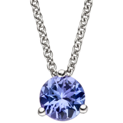 Collier/Ankerkette 585 Weißgold mit Tansanit Solitär