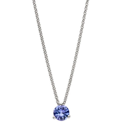 Collier/Ankerkette 585 Weißgold mit Tansanit Solitär – Bild 2