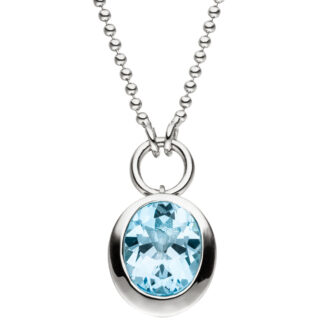Collier/Kugelkette 925 Silber mit Anhänger Blautopas