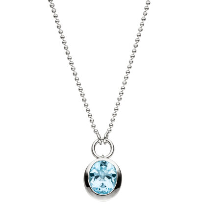 Collier/Kugelkette 925 Silber mit Anhänger Blautopas – Bild 2