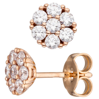 Ohrstecker "Blume" 333 Rotgold mit 14 Zirkonia